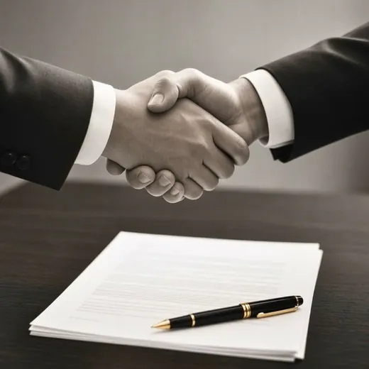 A handshake over a signed contract